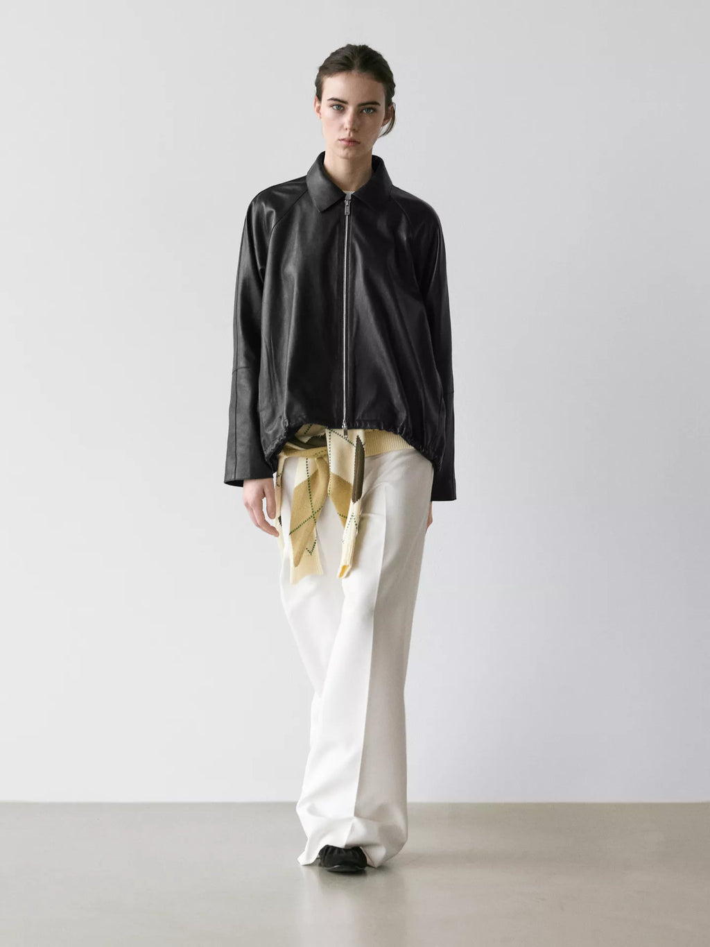 Oversize nappa leather jacket