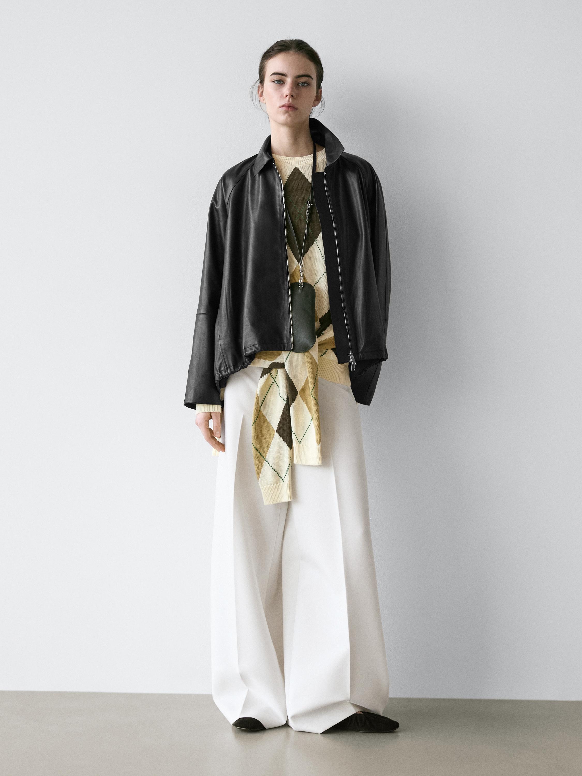 Oversize nappa leather jacket